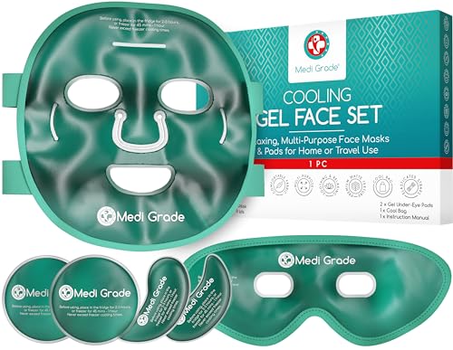 Maschera Viso E Occhi Rinfrescante – Gel A Tecnologia Medi Grade – Set Completo Di Maschera Per Il Viso, Patch Occhi E Contorno Occhi, Con Borsa – Rin