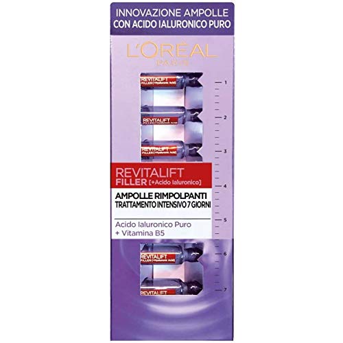 L'Oréal Paris Ampolle Rimpolpanti Revitalift Filler, Azione Antirughe, Con Acido Ialuronico Puro 100% Concentrato E Vitamina B5, Trattamento Intensivo