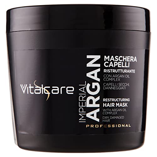 Vitalcare | Imperial Argan - Maschera Capelli Ristrutturante Per Capelli Secchi E Danneggiati, Con Argan Oil Complex, Maschera Ristrutturante Capelli,