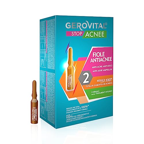 Siero Viso Trattamento Acne, Contiene Acido Salicilico E Niacinamide, Rimove I Brufolli, Riduce Il Sebo E Le Cicatrici, 10 Fiale X 2 Ml, Gerovital Sto