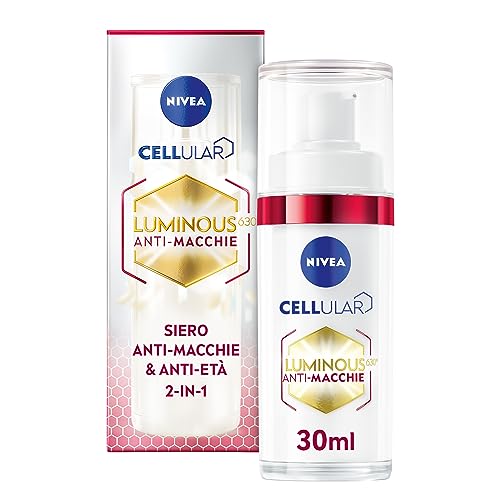 Nivea Cellular Luminous630 Siero Anti-Età 30 Ml, Siero Viso Antirughe, Macchie E Segni Del Tempo, Siero Viso Acido Ialuronico Con Booster Di Collagene
