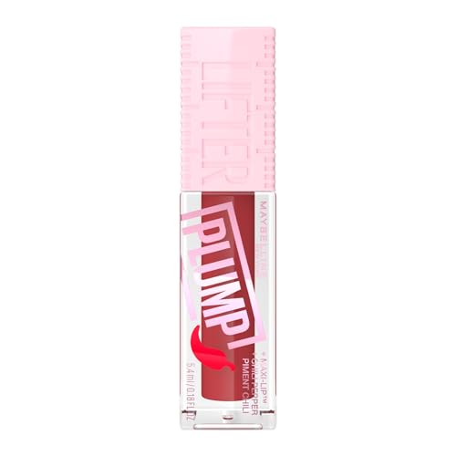 Maybelline New York - Gloss Per Labbra Liquido Idratante E Rimpolpante, Arricchito Con Peperoncino, Lifter Plump, Tintura Calda Chili, 5,4 Ml