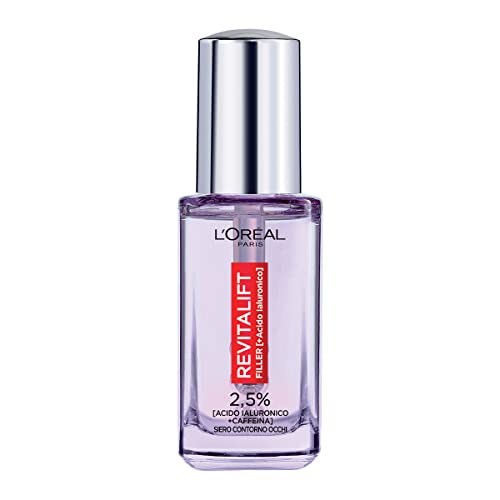 L'Oréal Paris Siero Contorno Occhi Revitalift Filler, Azione Rimpolpante E Anti-Rughe, Con 2,5% Di Acido Ialuronico+Caffeina, Con Applicatore Triplo R