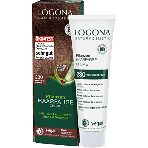 Logona Naturkosmetik Crema Colorante Per Capelli Vegetali 230 Marrone Marona, Marrone Naturale Con Henné, Crema Colorante Vegana Per Una Colorazione D