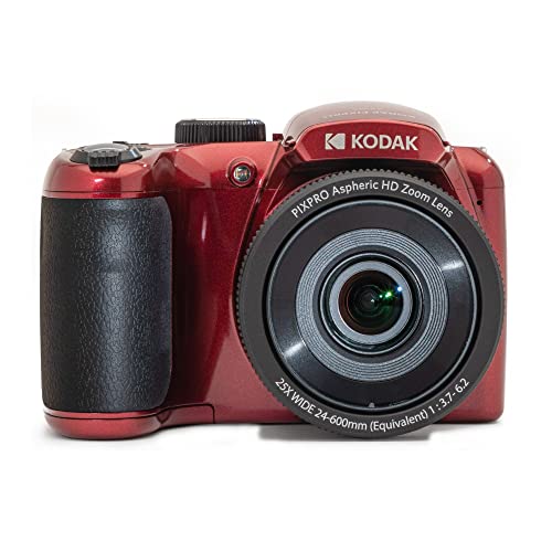 Kodak Pixpro Astro Zoom Az255-Rd 16Mp Fotocamera Digitale Con Zoom Ottico 25X 24Mm Grandangolare 1080P Full Hd Video E Lcd Da 3" (Rosso)