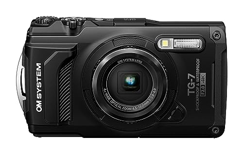 Om System Tough Tg-7 Nero, 12Mp, Impermeabile, Resistente Agli Urti, Modalità Di Ripresa Subacquea E Macro, Video 4K, Zoom 4X-Grandangolare (Erede Di