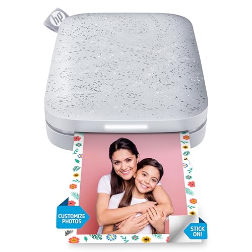 Hp Sprocket Colore Stampante Fotografica Istantanea Portatile 5X7.6 Cm (Bianco) Stampa Le Immagini Su Carta Adesiva Zink Dai Tuoi Dispositivi Ios E An