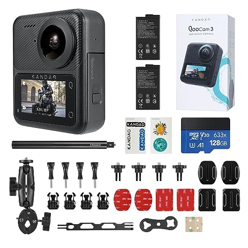 Kandao Qoocam 3 Action Camera, Moto Combo, 5.7K 62Mp Foto 60Fps Flawless 360 Video Camera, Dual 1/1.55 "Sensori Meglio Per La Registrazione Vlog Camer