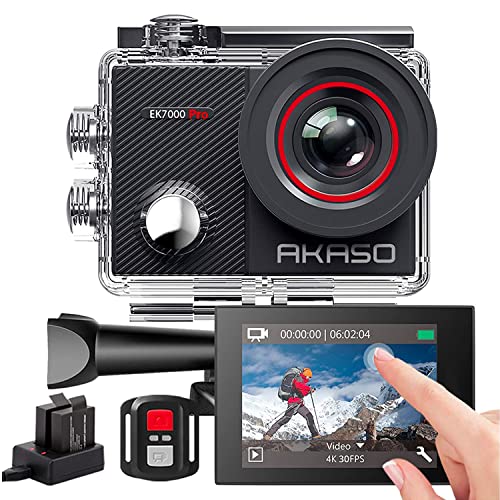 Akaso Ek7000 Pro Action Cam 4K 20Mp Wifi, Fotocamera Subacquea 40M, Impermeabile Videocamera Eis Stabilizzazione Con Touch Screen, Angolo Variabile, 2