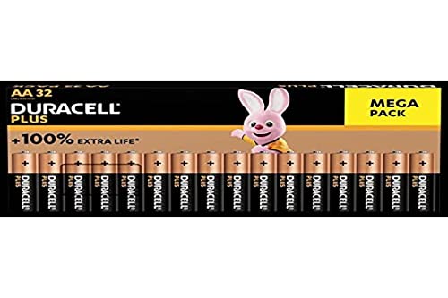 Duracell Plus Bp32 Mignon (Aa), Batteria Alcalina Al Manganese, 1,5 V, 32 Pezzi