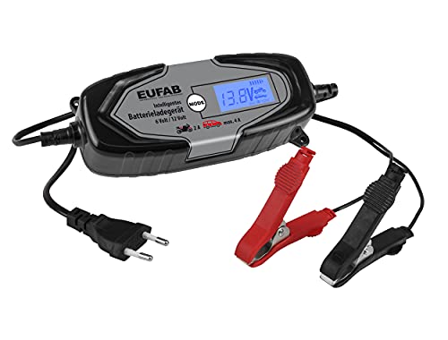Eufab Caricabatterie Intelligente 6/12 V 4 A, Anche Per Batterie Al Litio 16647, Caricatore Da Auto, Au