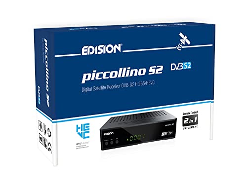 Edision Piccollino S2 Decoder Dvb-S2 Hd Ricevitore Digitale Satellitare Full Hd Dvb-S2 H265 Hevc, Usb, Hdmi, Scart, Lan, Ir, Supporto Usb Wifi, Teleco