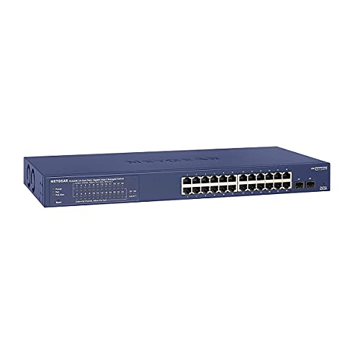 Netgear Switch Poe Smart 24 Porte Gs724Tp, Switch Ethernet Gigabit 24 Da 1G, 24 Poe+ A 190 W, 2 Sfp Da 1G, Gestione Insight Cloud Opzionale, Montaggio