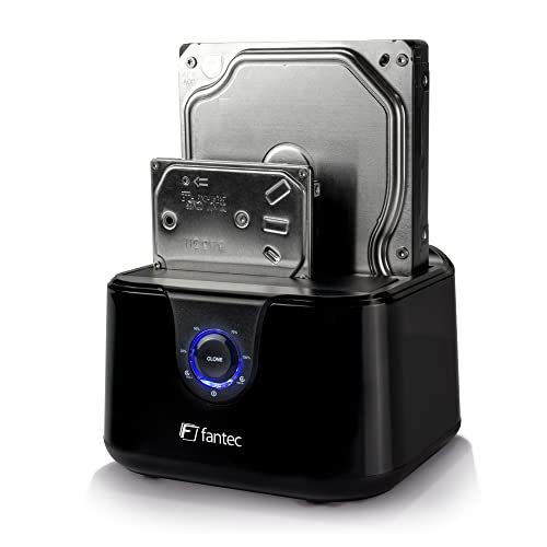 Fantec Ds-X2U3-Glanz Usb3.2 Gen1 Docking Station For 2X Sata 3.5/2.5 Inch Ssd/Hard Disk, Integrated One-Touch Cloning Function, Transfer Rates Up To 5