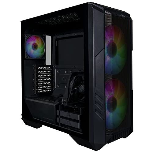 Cooler Master Haf 500 Pc Case - Mid-Tower, 2 Ventole 200Mm Argb Preinstallate, Ventola Gpu Girevole 120Mm, Opzioni Di Raffreddamento Versatile, Pannel