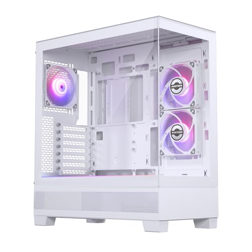 Phanteks Xt View, Gaming Mid-Tower, Finestrino Anteriore E Laterale In Vetro Temperato, Usb-C 3.2 Gen2, 3 Ventole M25-120 D-Rgb Incluse, Bianco