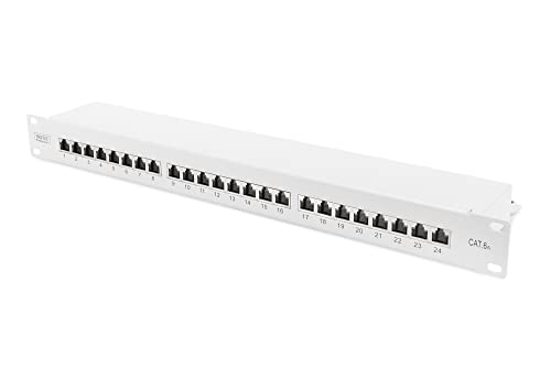 Digitus Lsa Patch-Panel Cat-6A - 24 Porte - 1 U - Schermato - Classe Ea - Protezione Antipolvere - Grigio Ral 7035