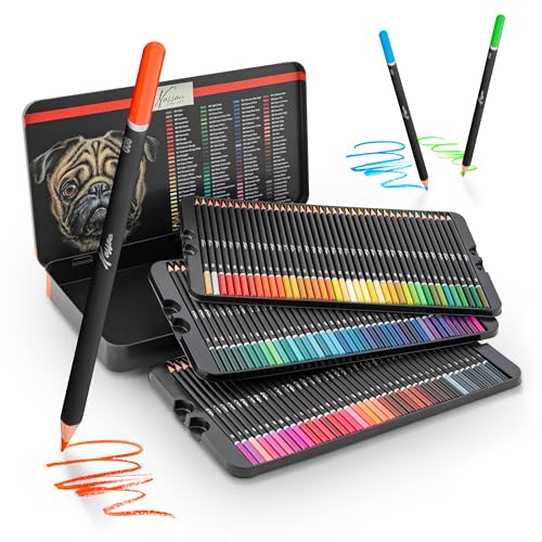 Van Nassau Fine Art Set Di 120 Matite Colorate Assortite In Scatola Di Metallo | Bambini E Adulti | Matite Professionali In Legno Per Disegnare E Colo