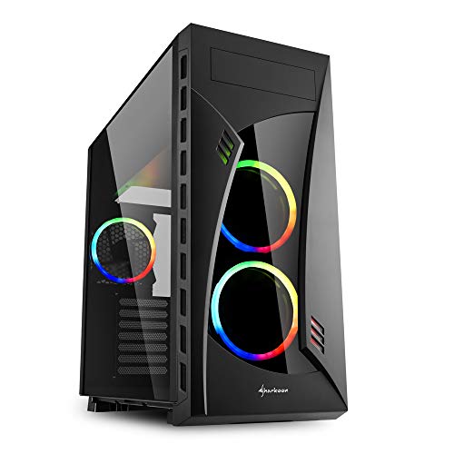 Sharkoon Case Night Shark Rgb, Con Pannelli In Vetro, Nero