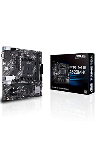 Asus Prime A520M-K, Scheda Madre Amd A520 (Ryzen Am4) Micro Atx Con Slot M.2, 1 Gb Ethernet, Hdmi/D-Sub, Sata 6 Gbps, Usb 3.2 Gen 1 Type-A