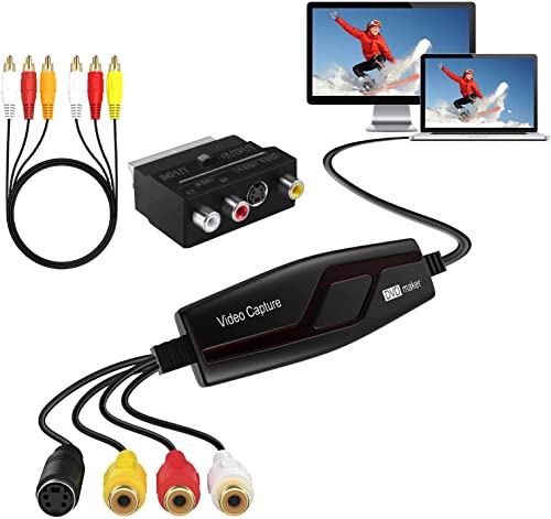 Digitnow!Grabber Video Scheda Di Acquisizione Video Usb, Trasferisce Convertitore Analogico Hi8 Vhs In Dvd Digitale Per Windows 10/Mac,Converti Videoc
