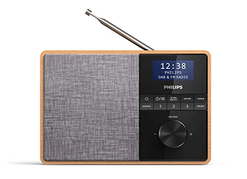 Philips Audio R5505/10 Radio Portatile Con Bluetooth, Cabinet In Legno, Dab E Fm, Driver Dell'Altoparlante Full Range Da 3 Pollici, Timer Cucina, Alim