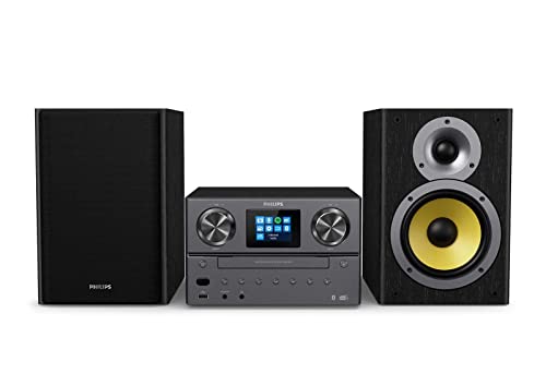 Philips Mini Impianto Con Bluetooth/Spotify Connect, Dab +, Radio Fm, Usb, Lettore Cd, Mp3, Altoparlanti Bass-Reflex, Controllo Audio Digitale, 100 W/
