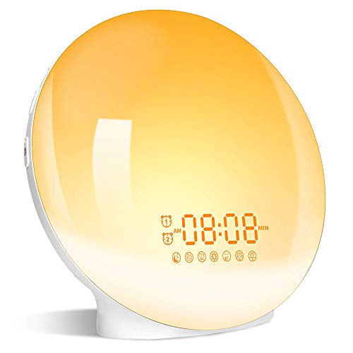 Artinabs Wake Up Light, Luce Sveglia Da Comodino Con Simulazione Dell'Alba E Tramonto, Luce Notturna Led Con Fm Radio Funzione Snooze, Luce Sveglia Di