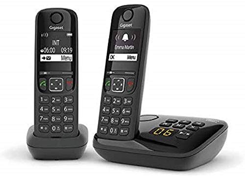 Gigaset Telefono Cordless Duo Dect Nero Con Segreteria Telefonica As690Aduonoir