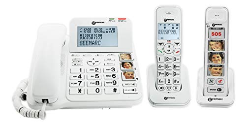 Geemarc Telefono Con Filo Pack Senior 295 Per Anziani Segreteria Telefonica, Multicolore
