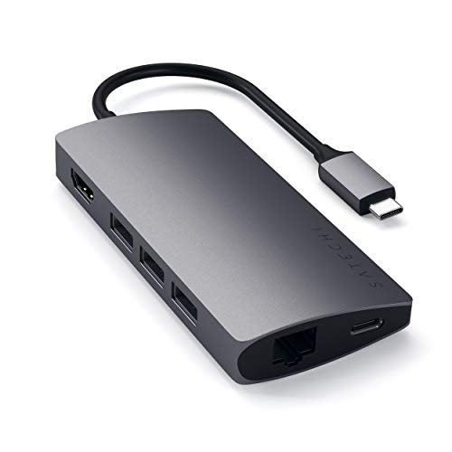 Satechi Adattatore Usb-C Hub V2 - Hdmi 4K (60Hz), Ricarica Usb-C 60W, Gbe, Lettore Sd/Micro, Usb 3.0 - Per Macbook Pro/Air M2/M1, Ipad Pro/Air M2/M1,