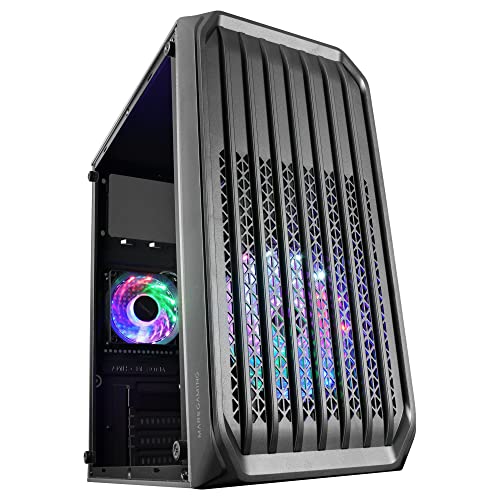 Marsgaming Mc-S2, Custodia Per Pc Da Gioco Micro-Atx Compatta, 2 Ventole Rainbow Frgb Con Griglia Anteriore, Finestrino Laterale Completo, Colore Nero