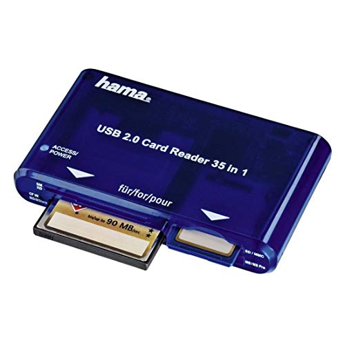 Hama Lettore Usb 2.0 35In1 Con Cavo, Sd, Sdhc, Sdxc, Cf I E Ii, Ms, Ms Du O, Ms Pro, Ms Pro Duo, Mmc, Xd, Sm, Blu
