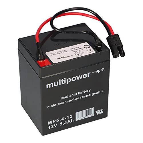 Wsb - Batteria Al Piombo Multitopower Agm 12 V 5,4 Ah Con Spina Per Tosaerba Compatibile Sabo 43-Vario E Toro Briggs Stratton, 12 V 4,5 Ah, 12 V 5 Ah