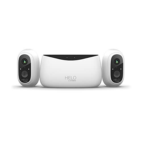 Helo By Strong Telecamera Wifi Per Interno Ed Esterno, 1 Stazione Base E 2 Videocamere Sorveglianza Full Hd Wifi, Visione Notturna, Audio Bi-Direziona