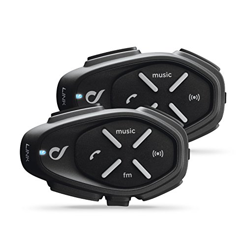 Interphone Link - Doppio - Interfono Bluetooth Da Casco Per Moto, Uso Pilota - Pilota, Distanza 300Mt, Autonomia Fino A 20 Ore, Mp3, Gps, Impermeabile
