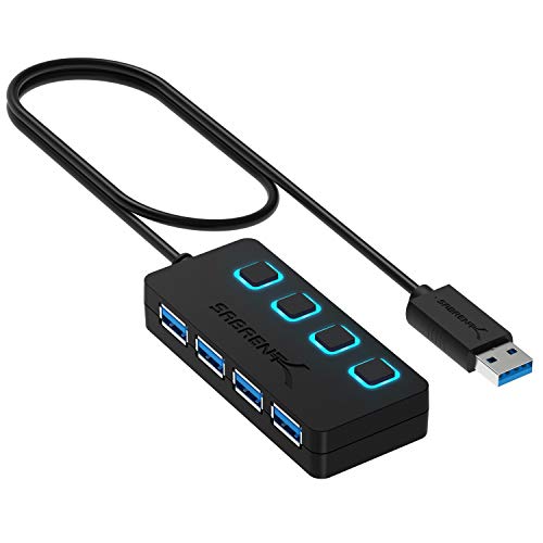 Sabrent Hub Usb 3.2 Gen 1, Ciabatta Multipresa Usb, Sdoppiatore Usb, 4 Porte Con Singoli Interruttori On/Off E Spie Led, Per Ps4/Ps5, Pc Da Gioco, Lap