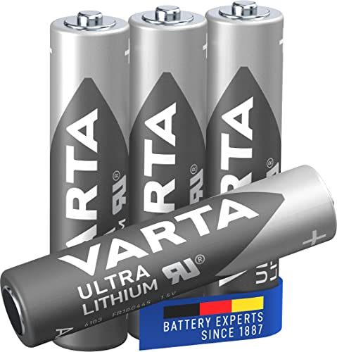 Varta Lithium Batterie Aaa Micro Lr03 (Pacco Da 4) - Ideali Per Fotocamere Digitali, Giocattoli, Dispositivi Gps, Impieghi Sportivi E All'Aria Aperta