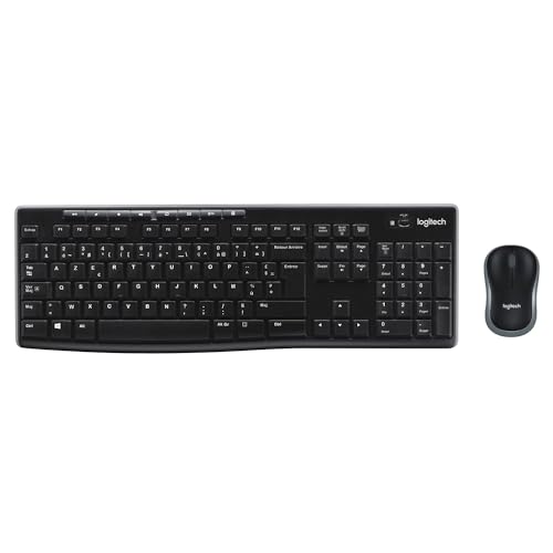 Logitech Mk270 Combo Tastiera E Mouse Wireless Per Windows, Layout Francese Azerty - Nero