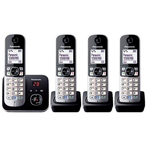 Panasonic Kx-Tg6824Gb - Telefono Cordless Dect, Schermo Da 4,6 Cm (1,8 Pollici), Con Segreteria Telefonica, Colore: Nero (Importato Da Germania)