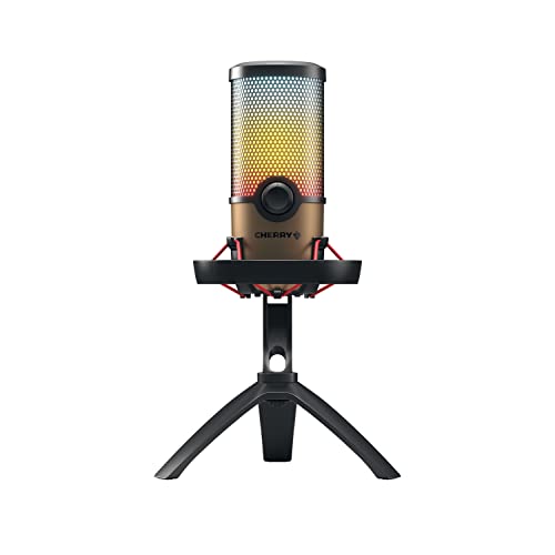 Cherry Um 9.0 Pro Rgb, Microfono Usb Con Illuminazione Rgb, Per Giochi, Streaming, Asmr, 4 Caratteristiche Direzionali, Shock Mount, Touch Mute, Compa