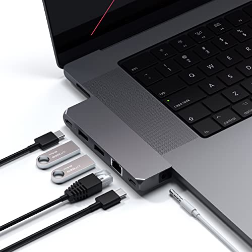 Satechi Usb-C Hub Adattatore Multiporta Pro Hub Mini - Usb4, Dati Usb-A, Dati Usb-C, Ethernet Gigabit E Jack Audio - Per M2/M1 Macbook Pro/Air (Grigio