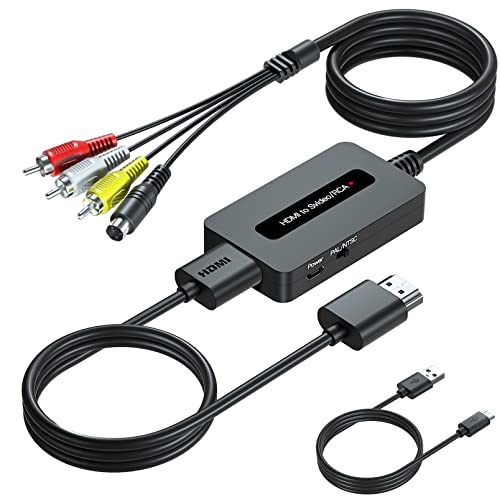 Sunnatch Convertitore Da Hdmi A Svideo Rca Con Cavi S-Video + Rca + Hdmi, Adattatore Hdmi S-Video, Convertitore Da Hdmi A Av Composite Cvbs, Convertit