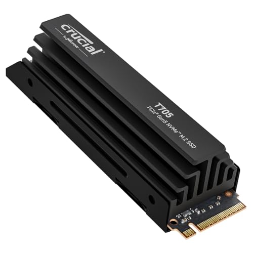 Crucial T705 Ssd 4Tb Pcie Gen5 Nvme M.2 Ssd Interno Gaming Con Dissipatore Premium (Nuovo 2024), Fino A 14.100Mb/S, Microsoft Directstorage, Retrocomp