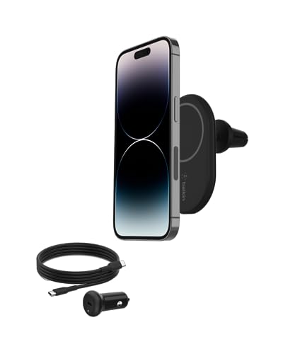 Belkin Boostcharge Supporto Da Auto Magnetico Per Telefono, Compatibile Con Magsafe, Iphone 14/14 Plus, 13, 12, Pro, Max, Mini, E Altri (Cavo E Carica