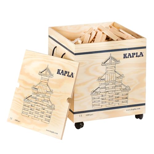 Kapla - Baril 1000 Tavolette Assi Natura In Una Cassa Di Legno, Giocattolo Di Legno, Set Di Costruzioni, Da 2 Anni...
