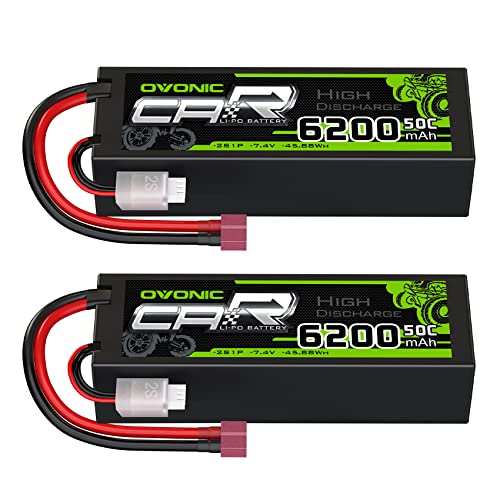 Ovonic 2S Batteria Lipo 6200Mah 50C 7.4V Batteria Lipo Con Deans Plug Hardcase Per Rc Evader Bx Auto Rc Camion Rc Truggy Rc Aereo Uav Drone Fpv（ 2 Con