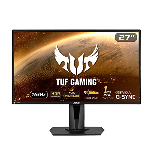 Monitor Da Gioco Hdr Asus Tuf Gaming Vg27Aq - Wqhd Da 27 Pollici (2560 X 1440), Ips, 155 Hz*, Sincronizzazione Elmb, Compatibile G-Sync, Sincronizzazi