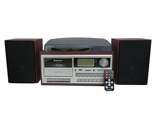 Roadstar Hif-8892Ebt Mini Hi-Fi Music System Giradischi 33/45/78 Giri, Radio Digitale Pll Fm, Lettore Cd-Mp3, Cassetta, Bluetooth, Funzione Di Registr