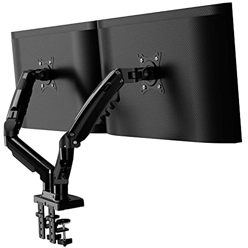 Invision Braccio Monitor Doppio Per Schermi 19-32 Pollici, Vesa 75/100Mm Morsetto Scrivania, Regolazione Dell'Altezza Con Inclinazione, Girevole E Ruo
